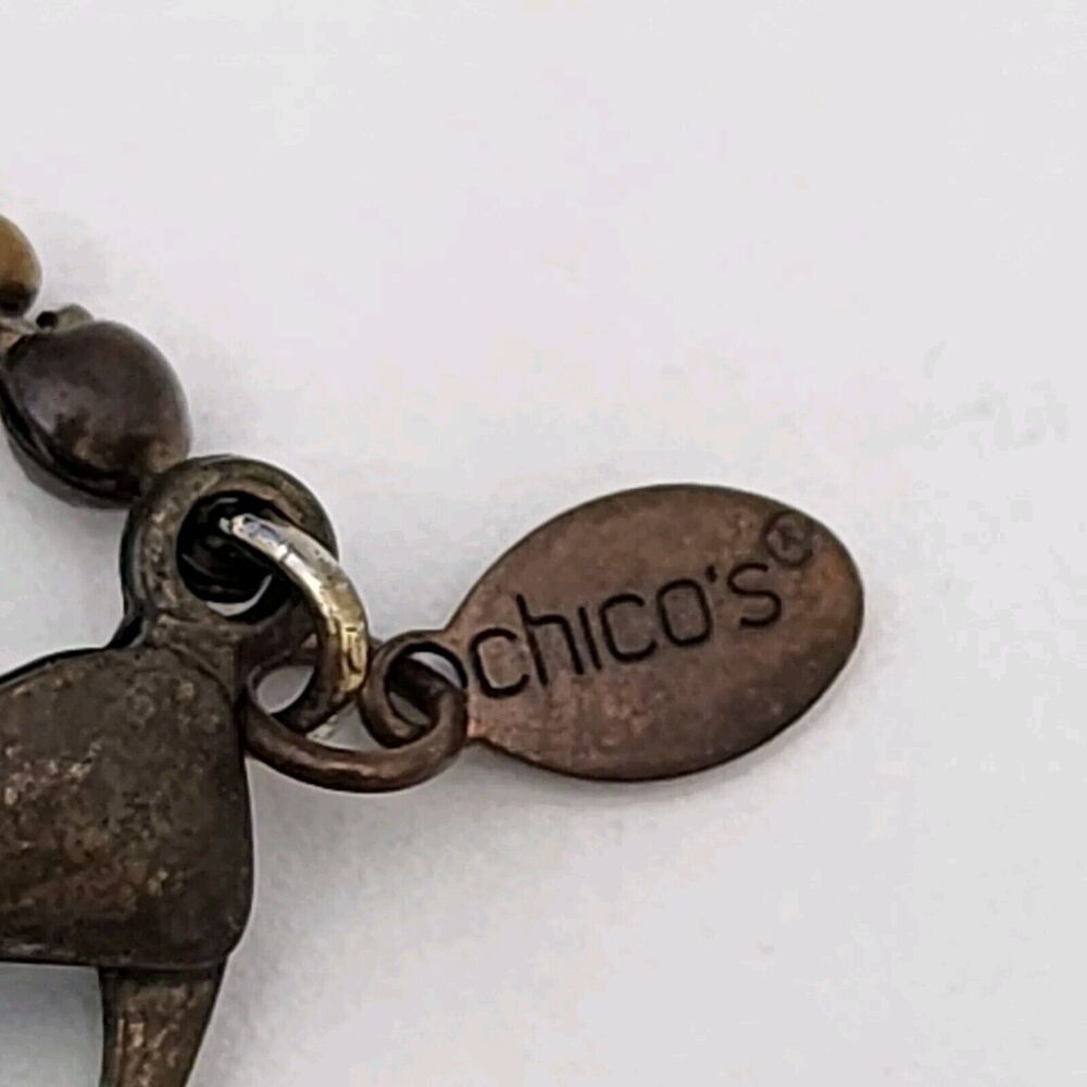 Chicos Signed Statement Necklace Amber Beads, Red… - image 6